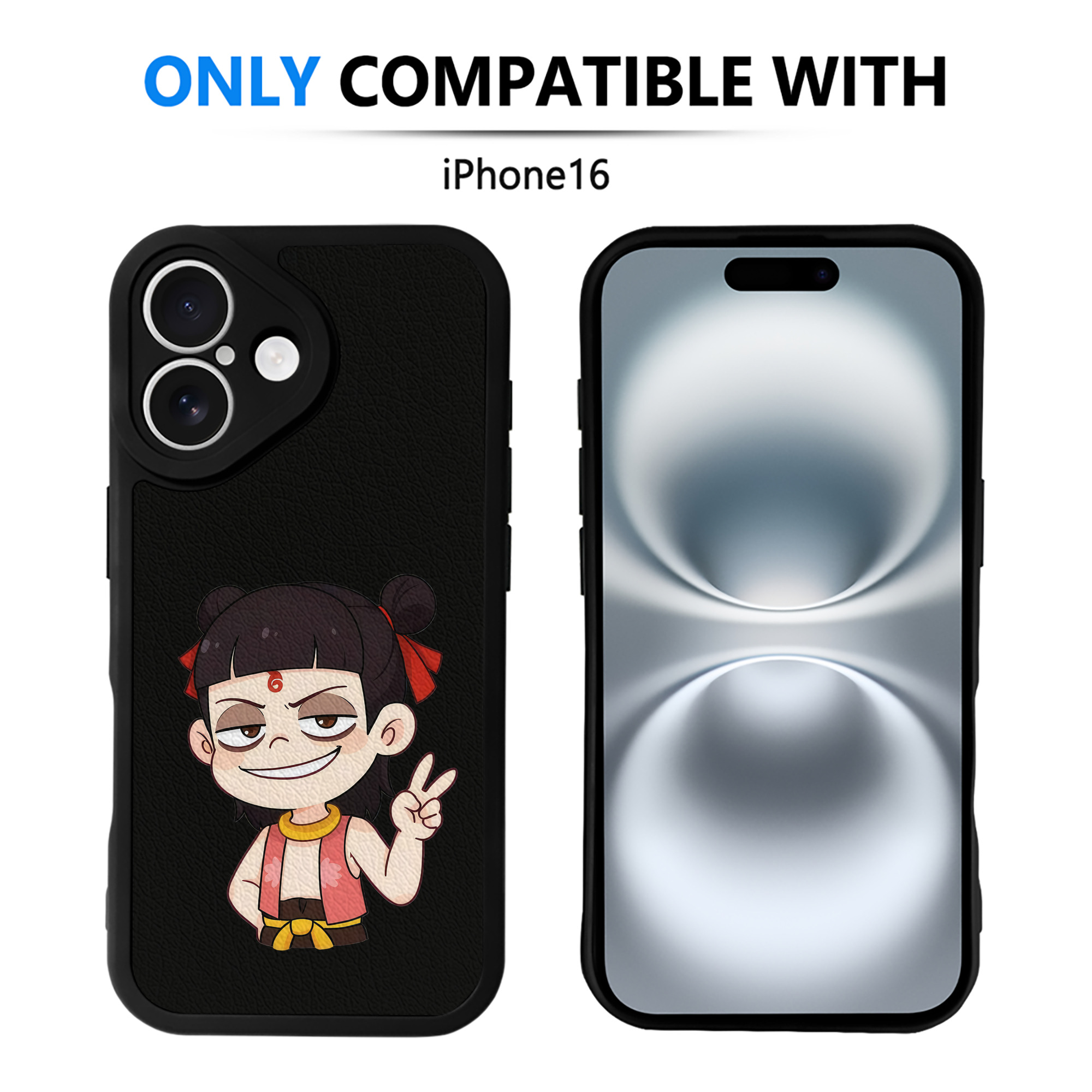 （画像用） Ne Zha 2 ナタ 魔童の大暴れ 【iPhone 16シリーズ対応】シリコンスマホケース（レザー調） 材質：シリコン